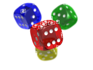 The points identified by the good features algorithm